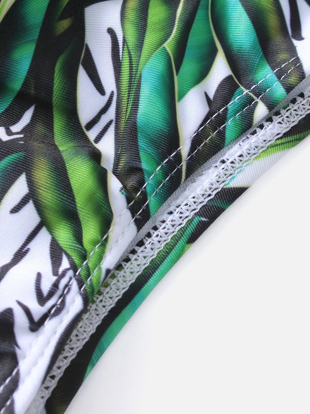 Wholesale Green Halter Sleeveless Floral Print Backless Two Piece Bikinis