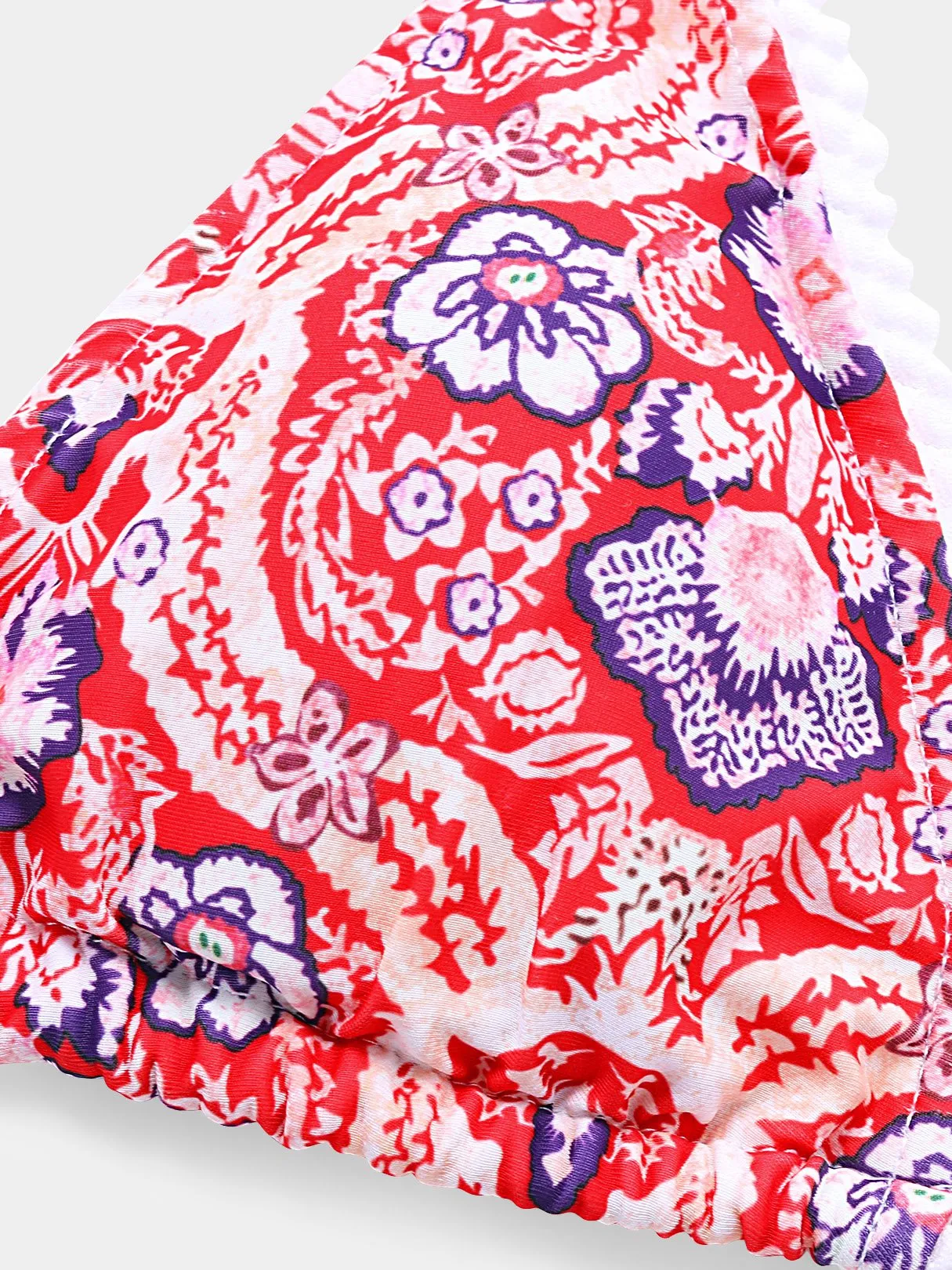 Wholesale Halter Deep V Neck Sleeveless Floral Print Backless Bikini Suit