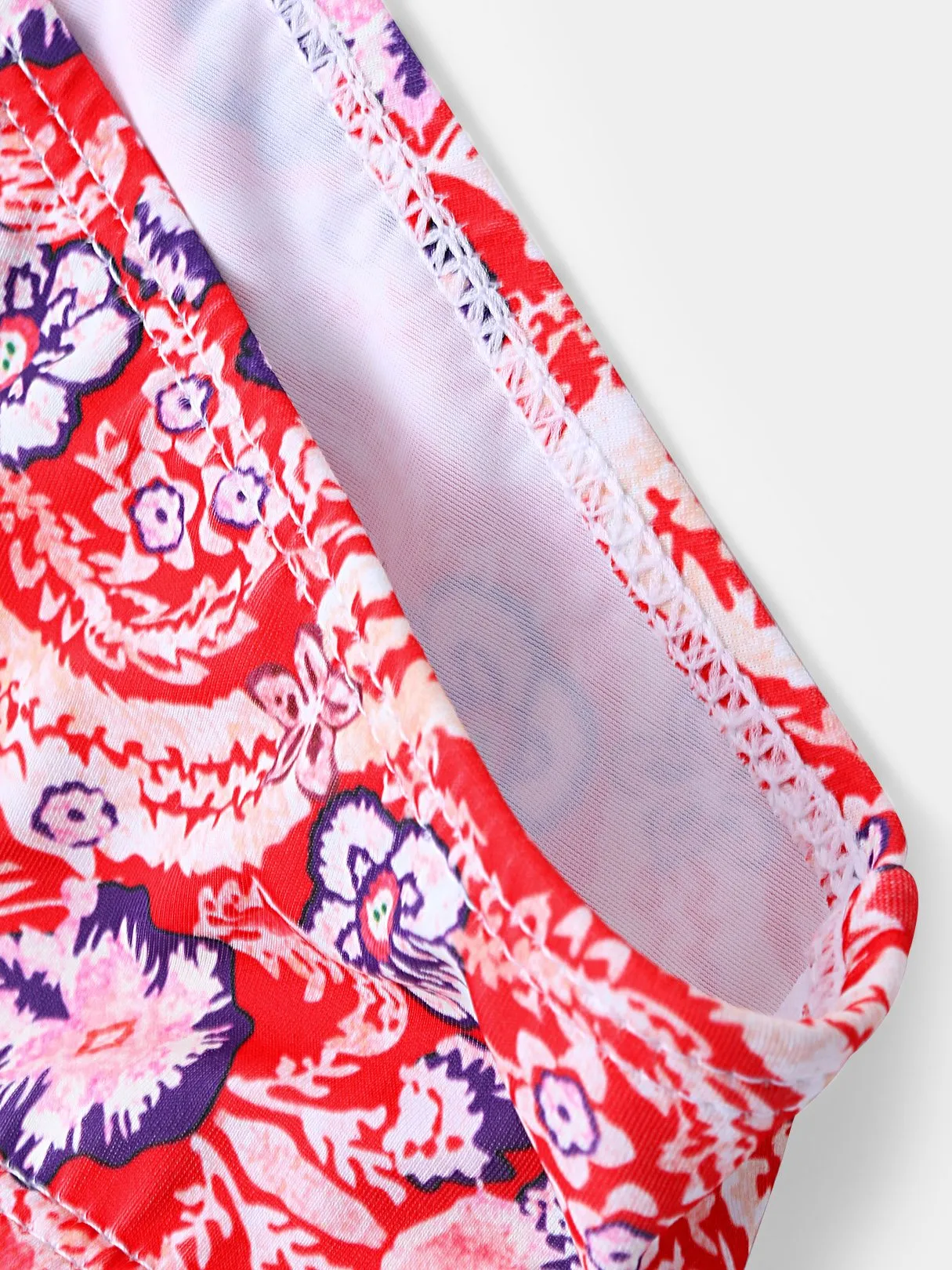 Wholesale Halter Deep V Neck Sleeveless Floral Print Backless Bikini Suit