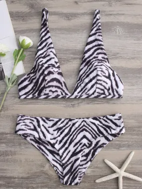 Wholesale Leopard V-Neck Sleeveless Backless High-Waisted Bikinis