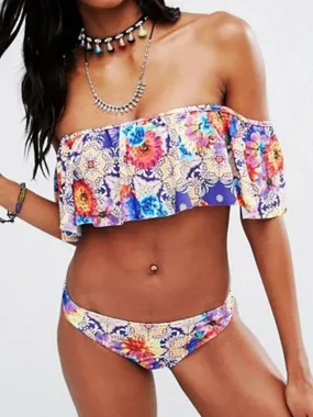 Wholesale Off The Shoulder Floral Print Bikinis