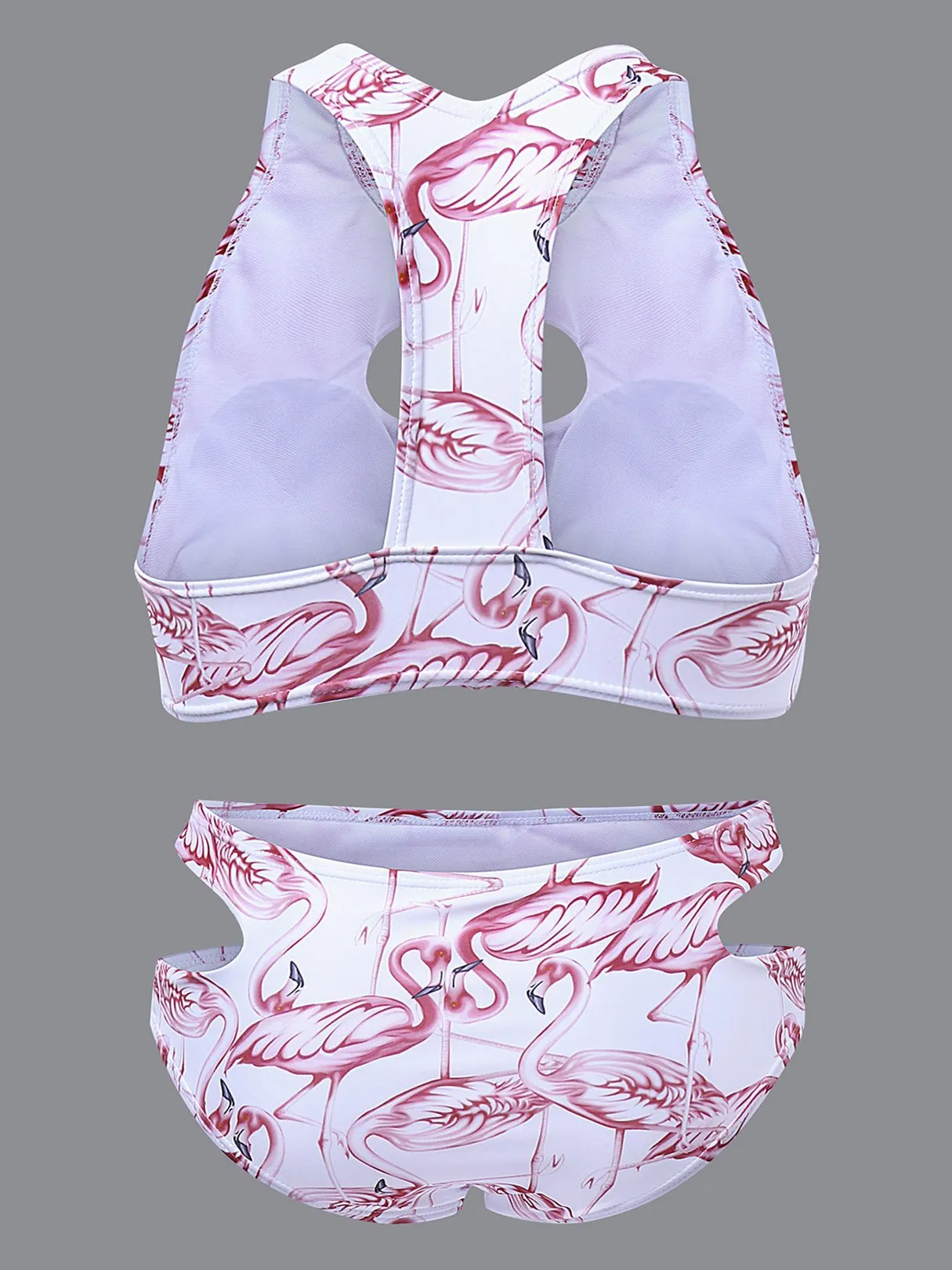 Wholesale Round Neck Sleeveless Floral Print Cut Out Two Piece Bikinis