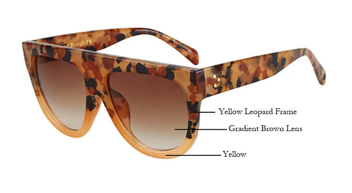 Woman Flat Top Mirror Sun Glasses Cat Eye Sunglasses French brand oculos De Sol