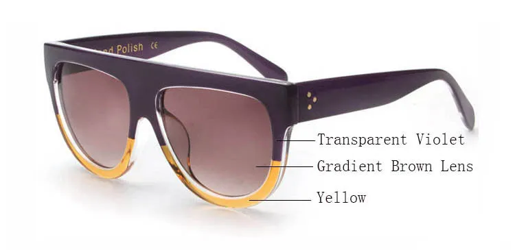 Woman Flat Top Mirror Sun Glasses Cat Eye Sunglasses French brand oculos De Sol