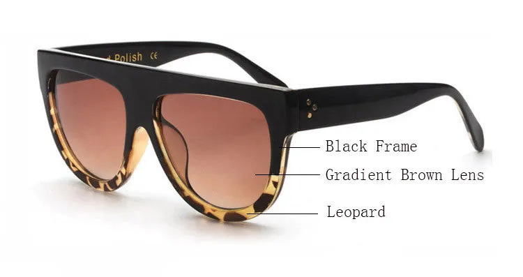 Woman Flat Top Mirror Sun Glasses Cat Eye Sunglasses French brand oculos De Sol