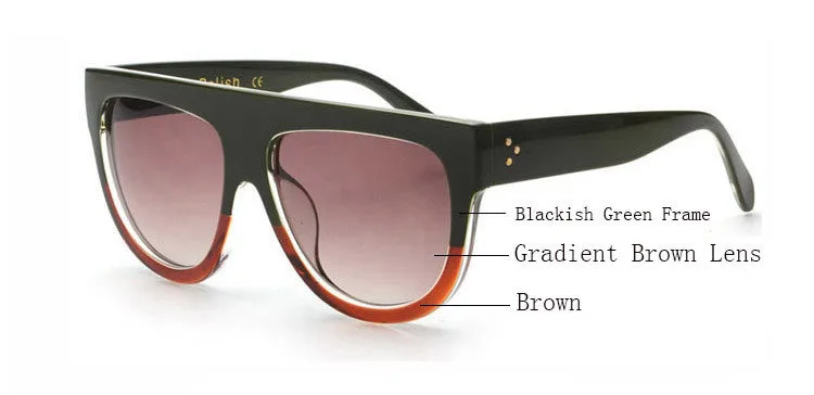 Woman Flat Top Mirror Sun Glasses Cat Eye Sunglasses French brand oculos De Sol