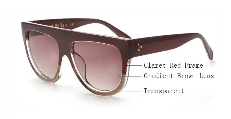 Woman Flat Top Mirror Sun Glasses Cat Eye Sunglasses French brand oculos De Sol
