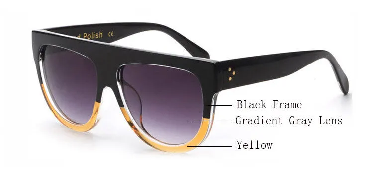 Woman Flat Top Mirror Sun Glasses Cat Eye Sunglasses French brand oculos De Sol