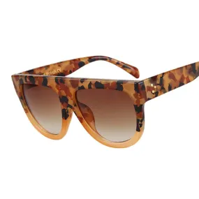 Woman Flat Top Mirror Sun Glasses Cat Eye Sunglasses French brand oculos De Sol