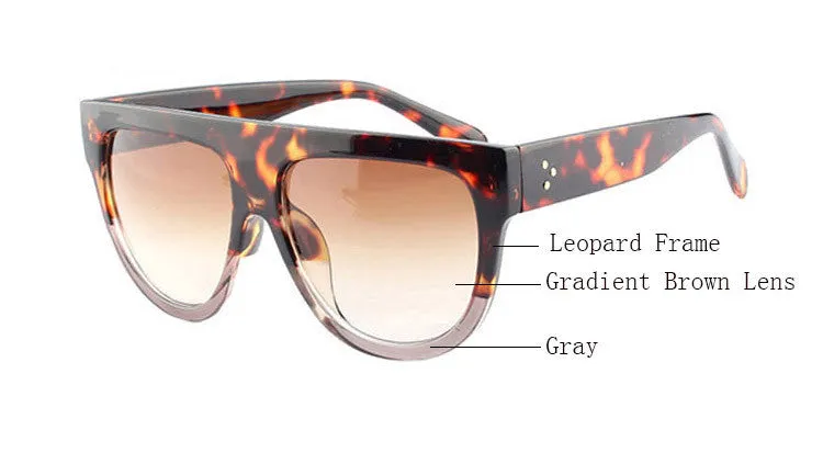 Woman Flat Top Mirror Sun Glasses Cat Eye Sunglasses French brand oculos De Sol