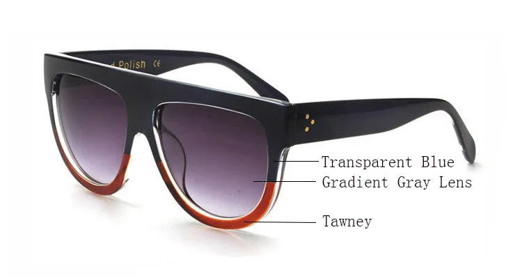 Woman Flat Top Mirror Sun Glasses Cat Eye Sunglasses French brand oculos De Sol