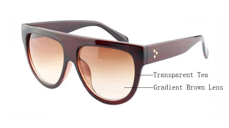 Woman Flat Top Mirror Sun Glasses Cat Eye Sunglasses French brand oculos De Sol