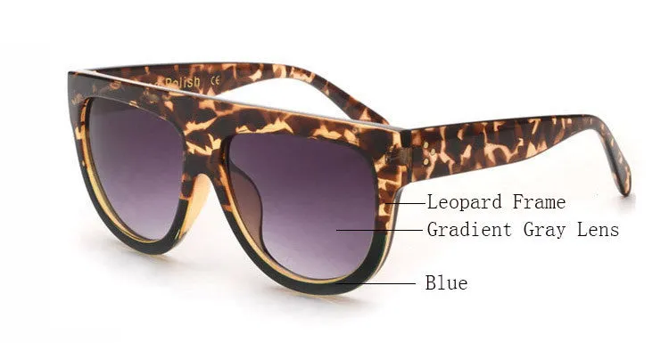 Woman Flat Top Mirror Sun Glasses Cat Eye Sunglasses French brand oculos De Sol