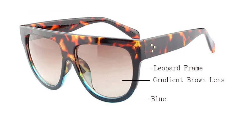 Woman Flat Top Mirror Sun Glasses Cat Eye Sunglasses French brand oculos De Sol