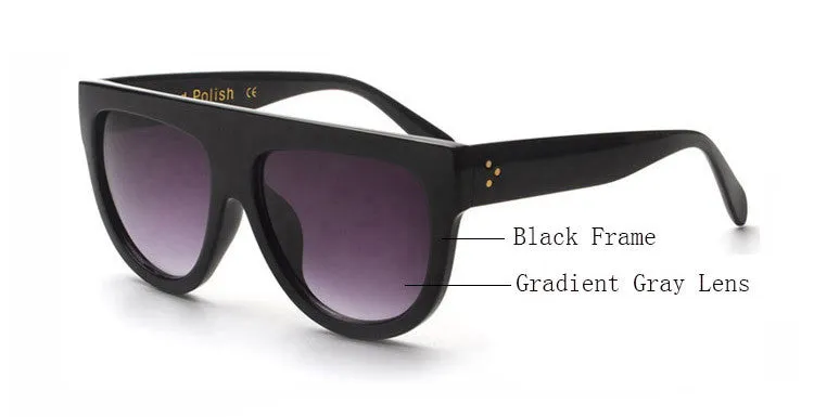 Woman Flat Top Mirror Sun Glasses Cat Eye Sunglasses French brand oculos De Sol