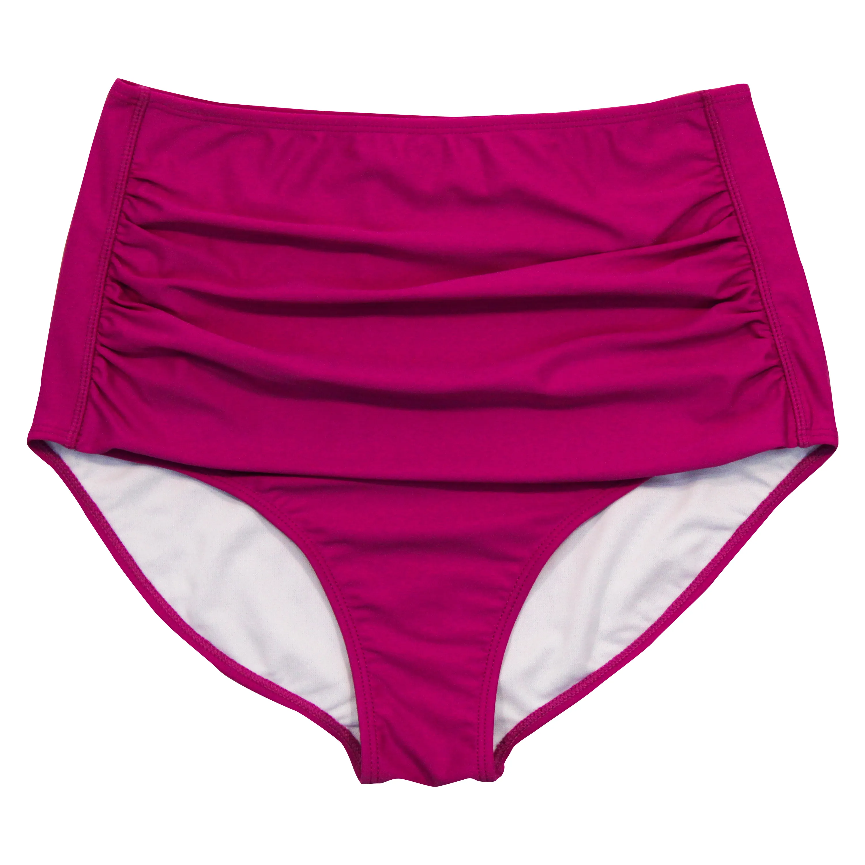 Women's High Waist Bikini Bottoms Ruched | "Fuchsia"