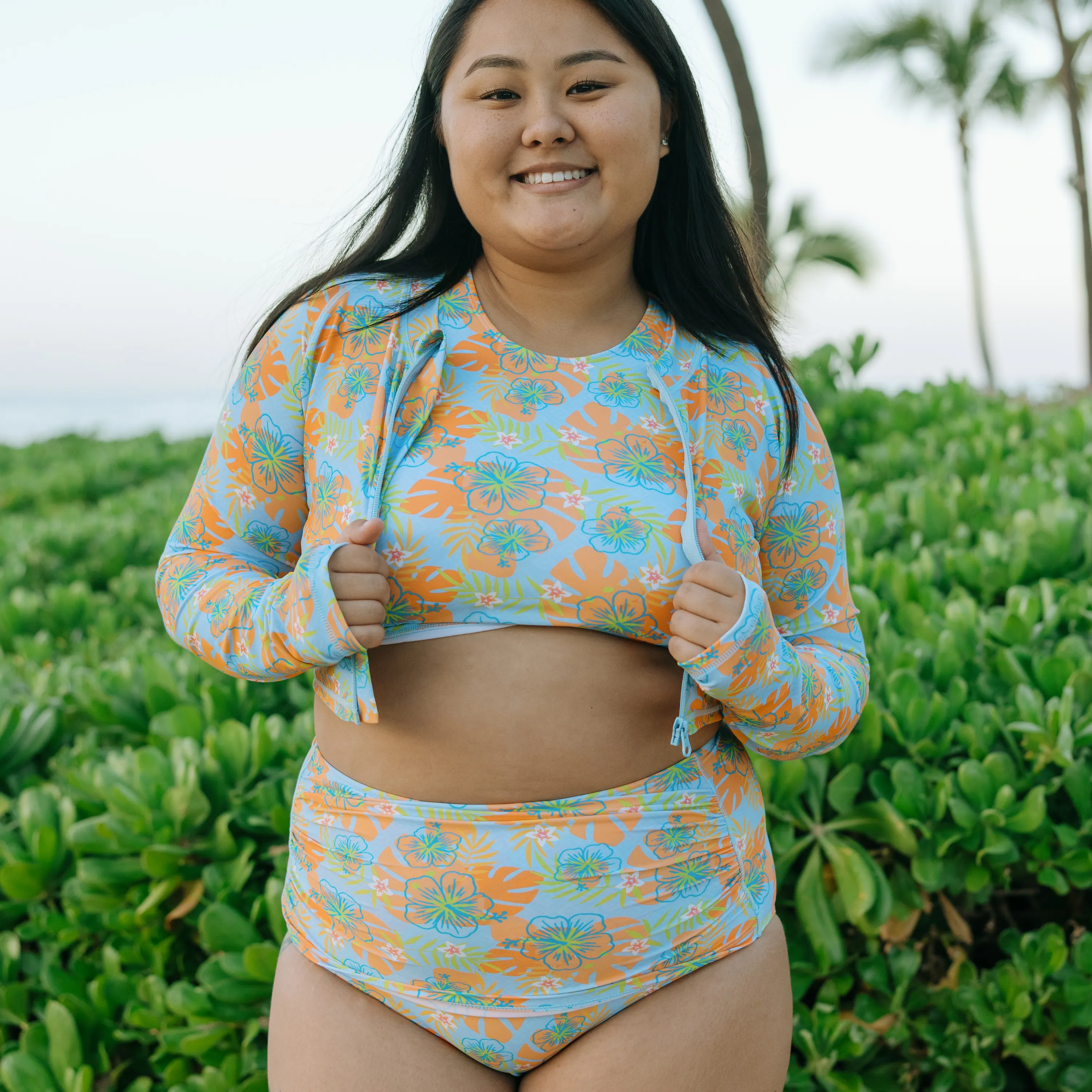 Women's High Waist Bikini Bottoms Ruched | "Groovy"