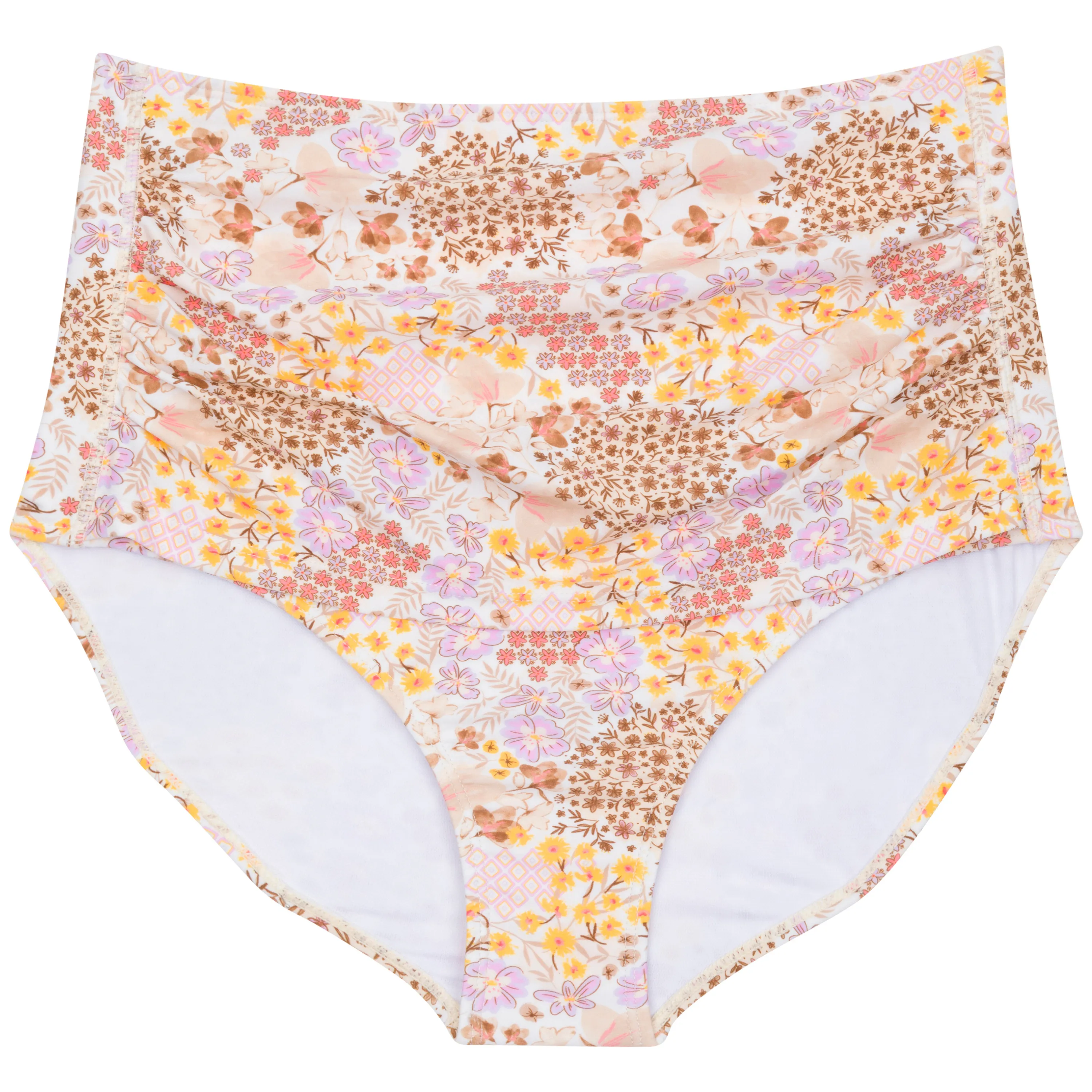 Women's High Waist Bikini Bottoms Ruched | "Meadows"