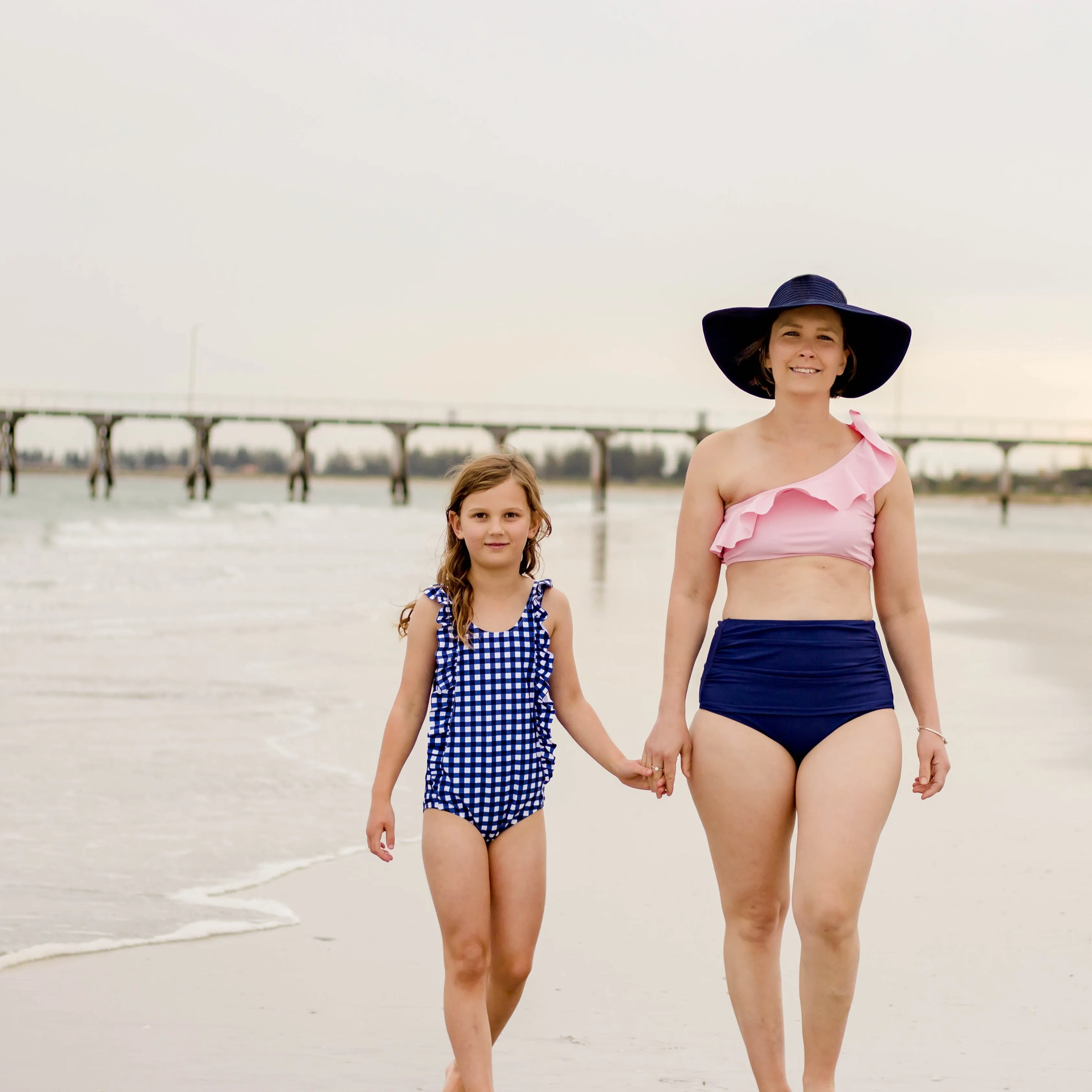 Women's High Waist Bikini Bottoms Ruched | "Navy"