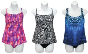 women's missy fashion tankini swimsuits w/ brief bottoms - sizes s-xl Case of 24