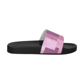 Womens Slides, Flip Flop Sandals, Pink And Purple Block Print by inQue.Style