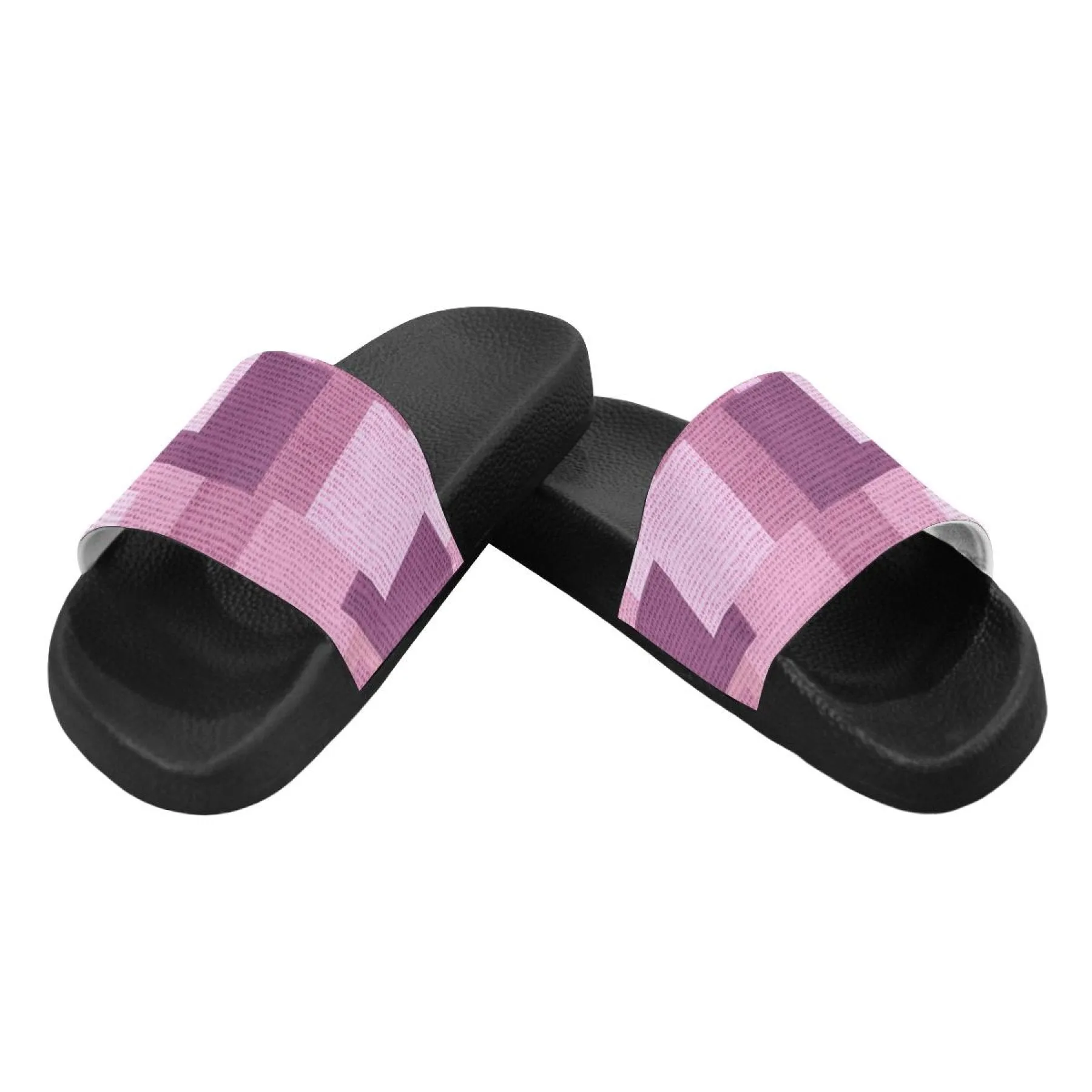 Womens Slides, Flip Flop Sandals, Pink And Purple Block Print by inQue.Style