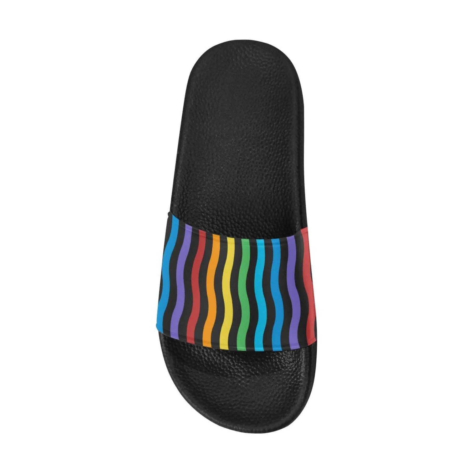 Womens Slides, Flip Flop Sandals, Rainbow Stripe Print by inQue.Style