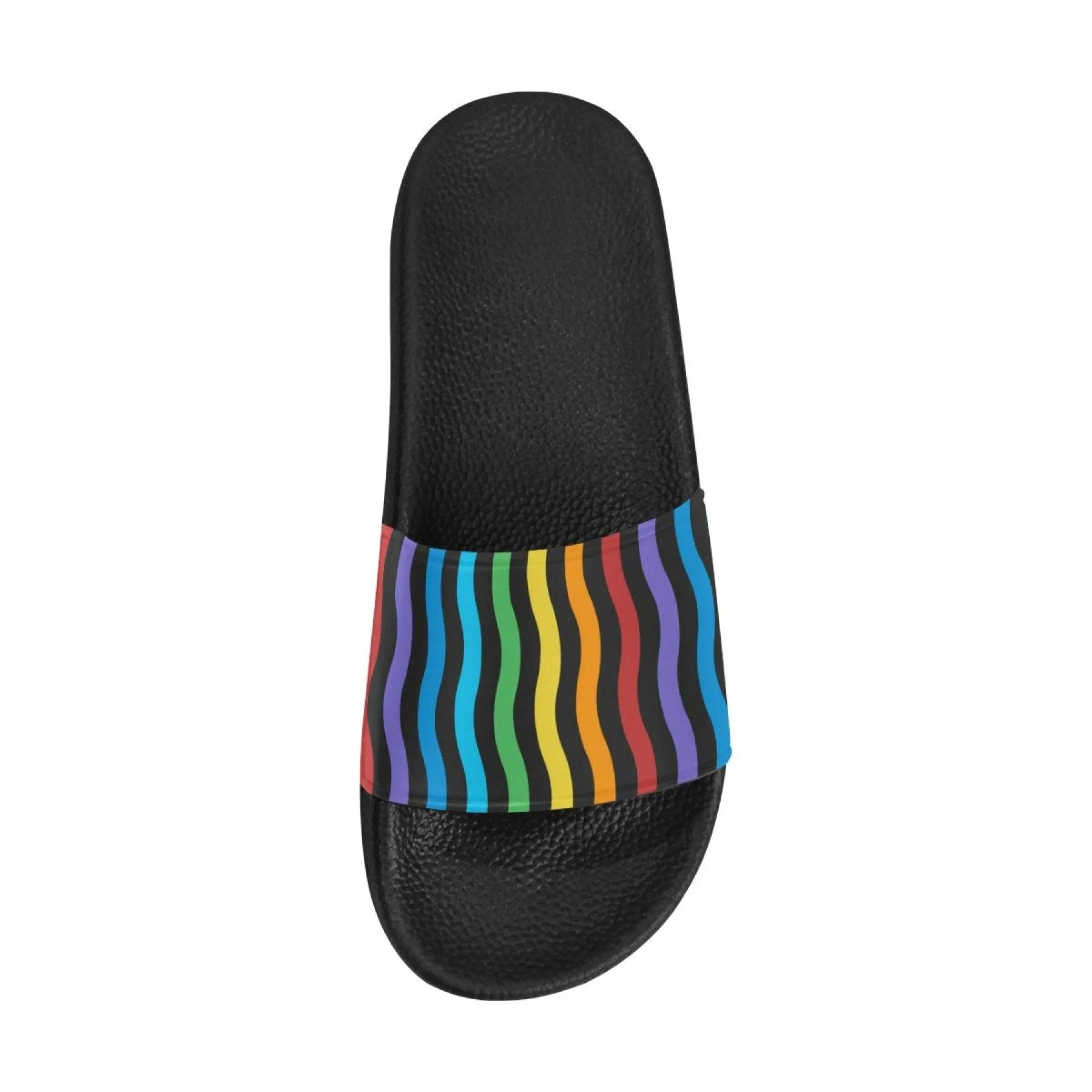 Womens Slides, Flip Flop Sandals, Rainbow Stripe Print by inQue.Style