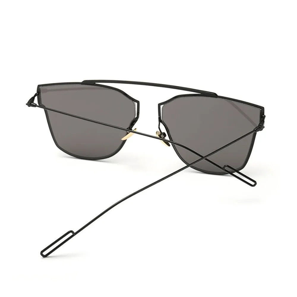 Women's Sunglasses Metal Frame Reflective Coating Mirror Flat Panel Lens Brand Designer Sun Glasses Oculos De Sol