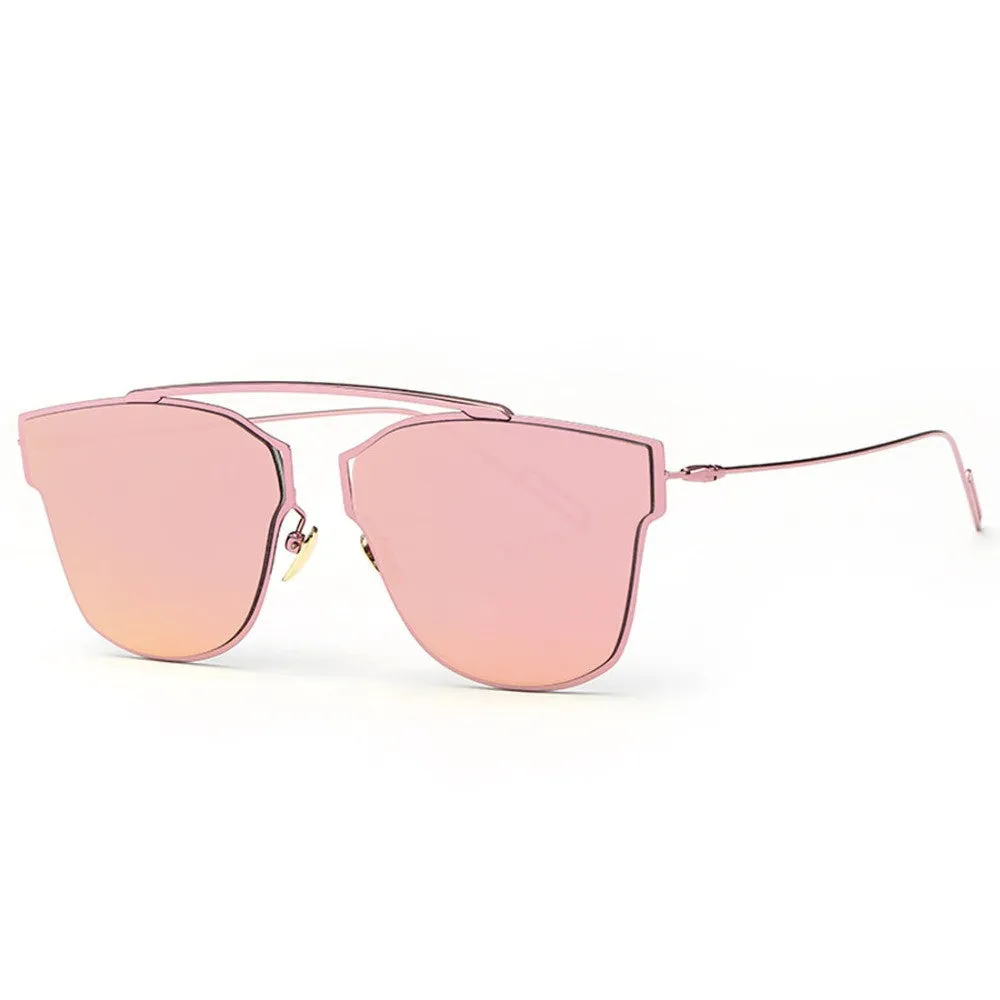 Women's Sunglasses Metal Frame Reflective Coating Mirror Flat Panel Lens Brand Designer Sun Glasses Oculos De Sol