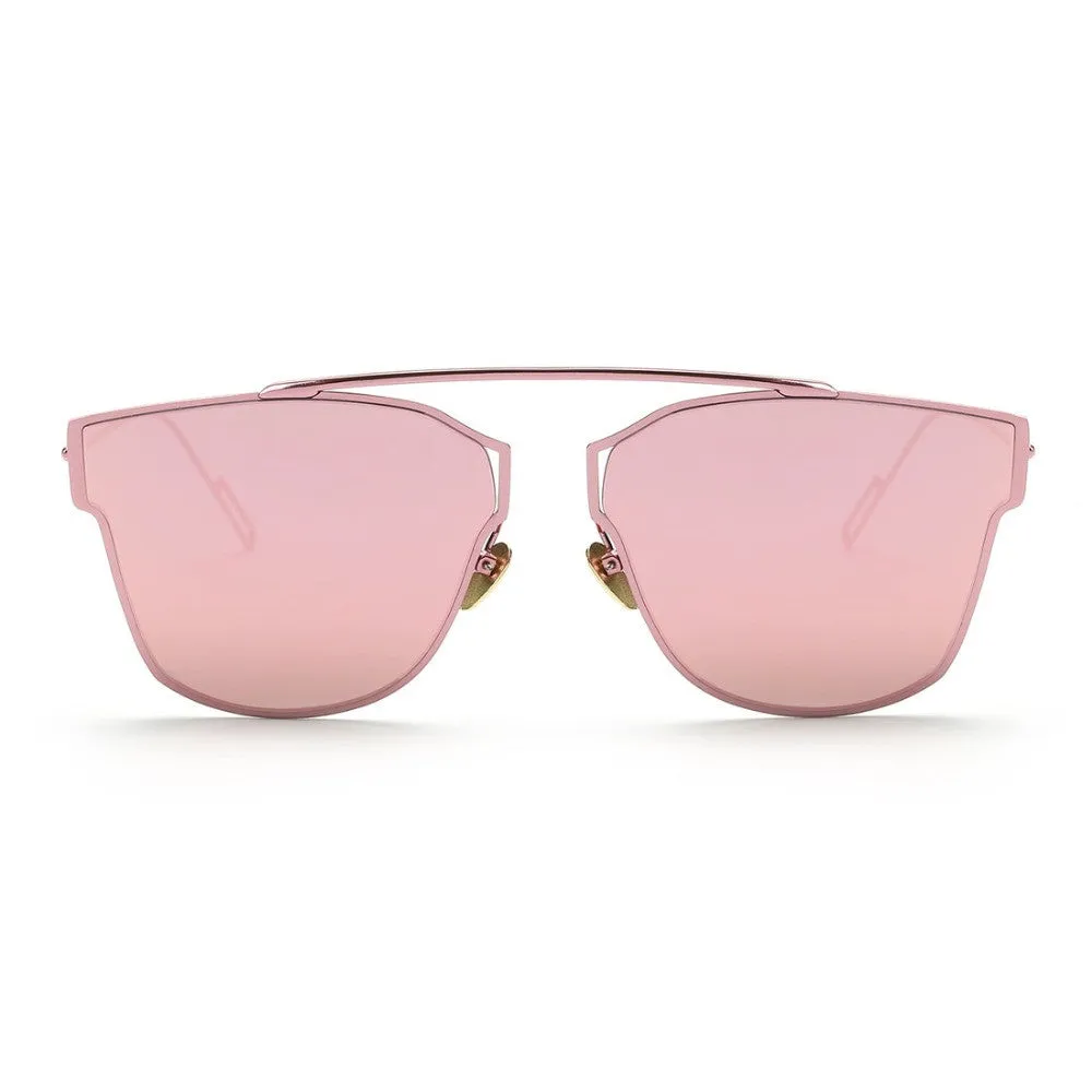 Women's Sunglasses Metal Frame Reflective Coating Mirror Flat Panel Lens Brand Designer Sun Glasses Oculos De Sol