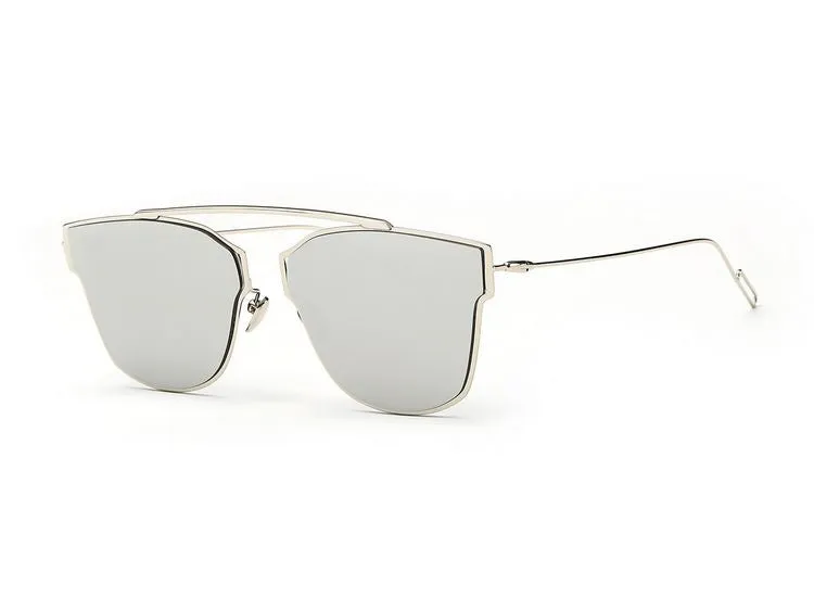 Women's Sunglasses Metal Frame Reflective Coating Mirror Flat Panel Lens Brand Designer Sun Glasses Oculos De Sol